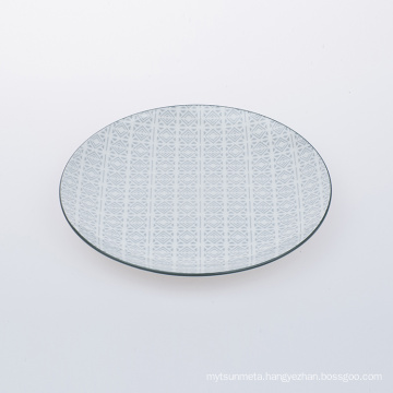 Porcelain plate ceramic dessert plate with stamp printing handmade plate